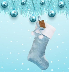 Deluxe Blue Pom Pom Stocking