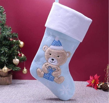 Deluxe Plush Blue Fluffy Teddy Stocking