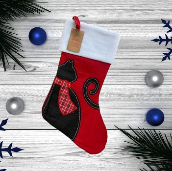 Deluxe Plush Cat Christmas Stocking