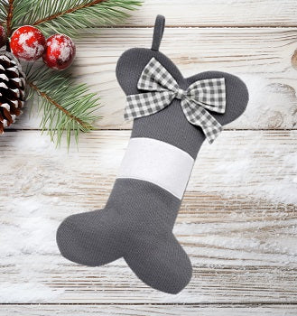 Grey Bone Stocking With Bow