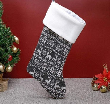 Grey Nordic Reindeer Stocking