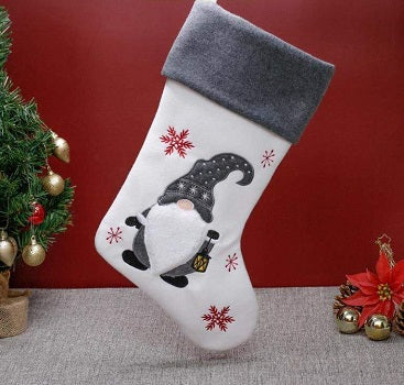 Deluxe Grey & White Gnome Stocking