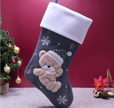 Deluxe Grey Teddy Stocking