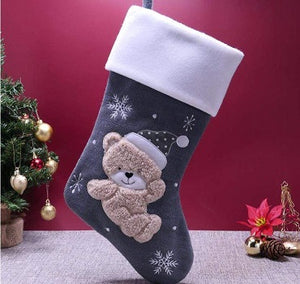 Deluxe Grey Teddy Stocking
