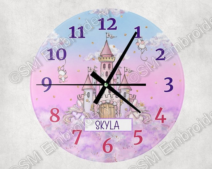 Personalised Unicorn Castle Clock